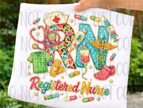 Faux Embroidery RN Nurse Life