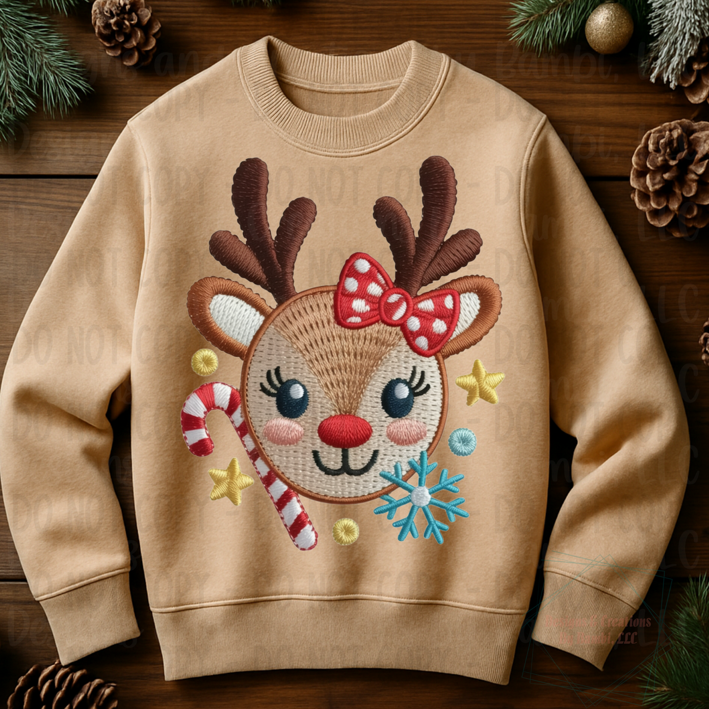 Faux Embroidery Reindeer Face Collection