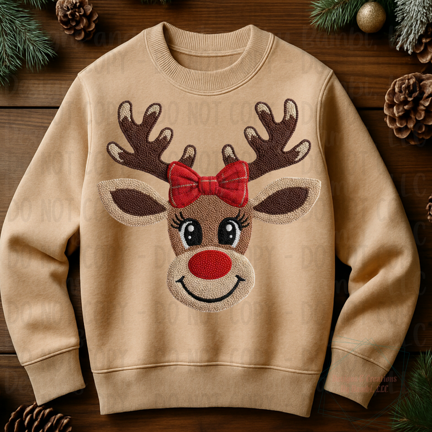 Faux Embroidery Reindeer Face Collection