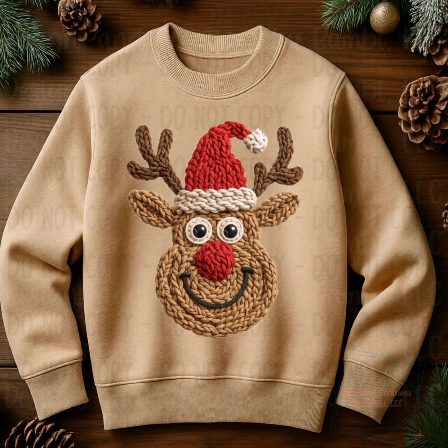Faux Embroidery Reindeer Face Collection