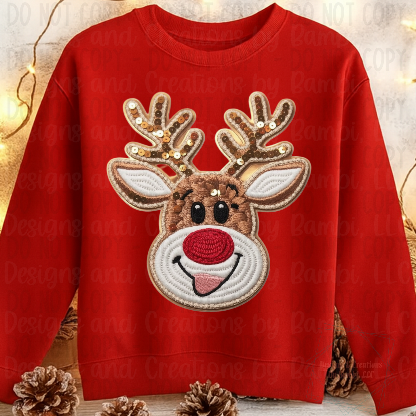 Faux Embroidery Reindeer Face Collection