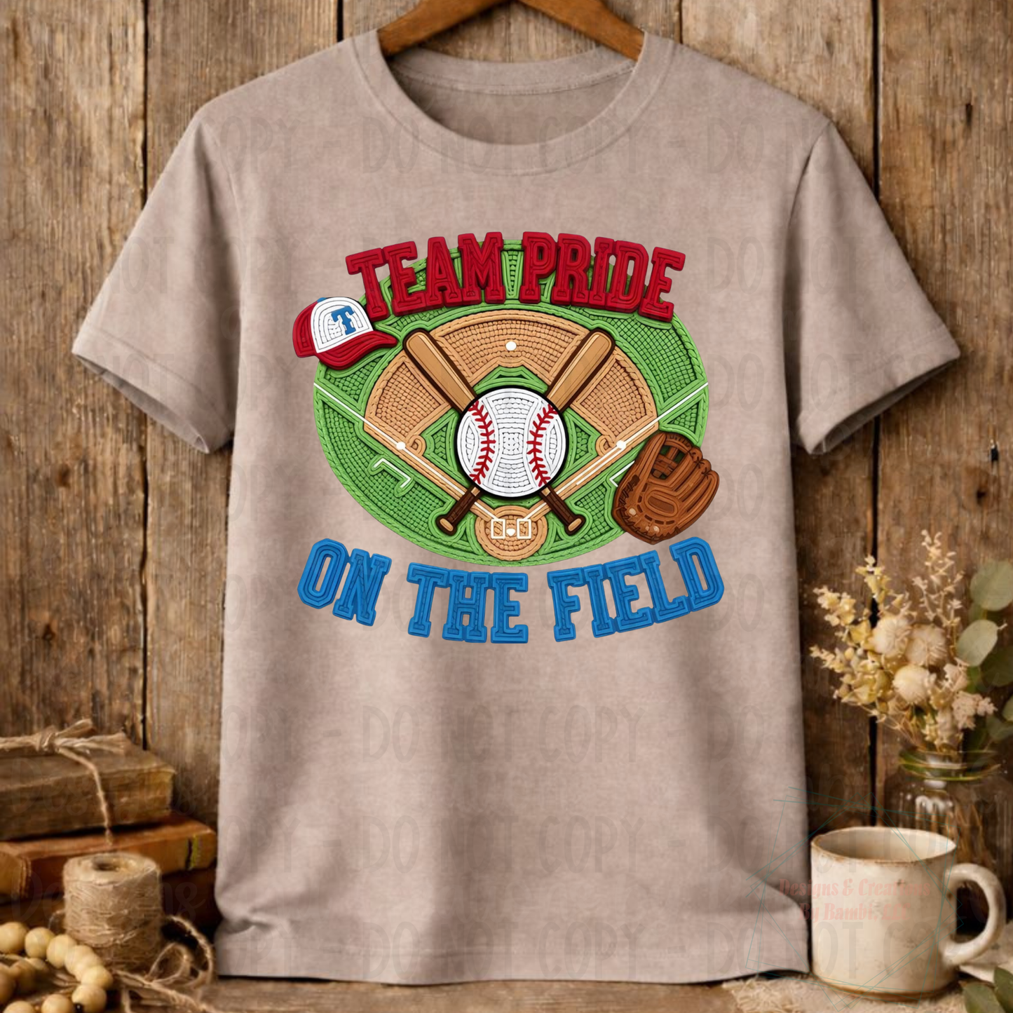 Faux Embroidery Team Pride Texas Baseball