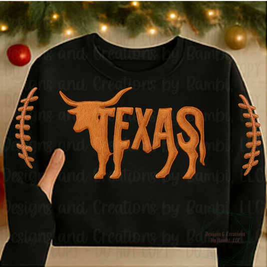 Faux Embroidery Texas with Seams (Sleeve Design Included)