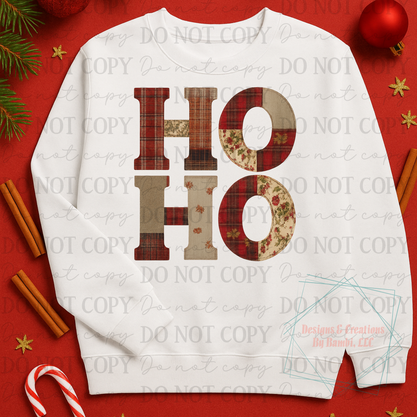 Faux Fabric Patchwork Ho Ho