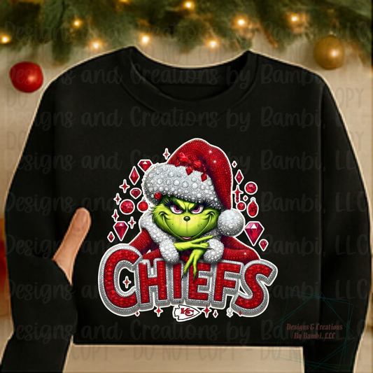 Faux Glitter Christmas Green Chiefs