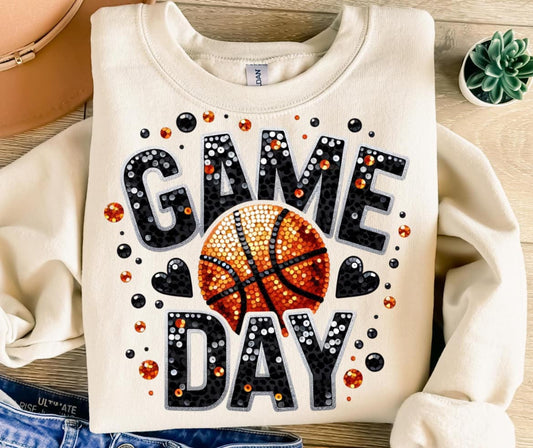 Faux Glitter and Sequin Game Day Basketball