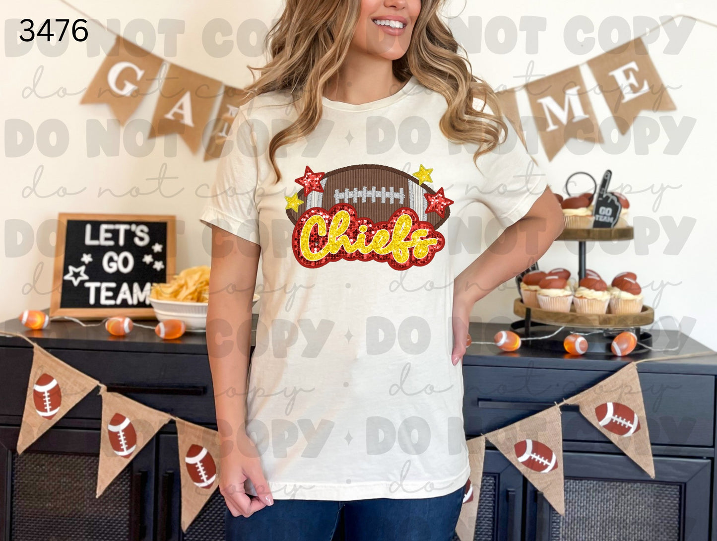 Faux Embroidery KC and Football