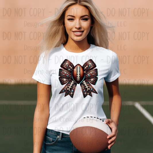 Faux sequin Brown Football Bow