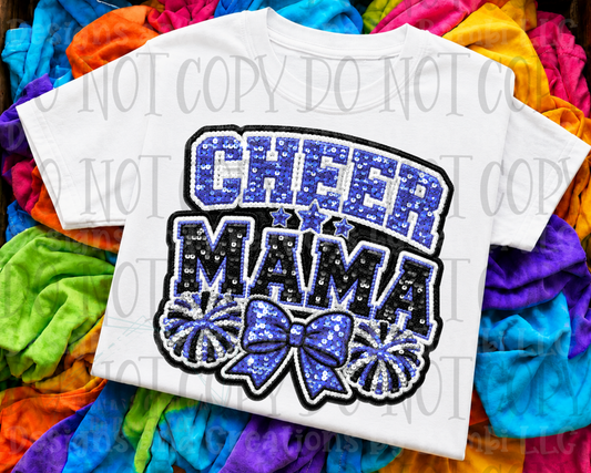 Faux Sequin Cheer Mama in Blue