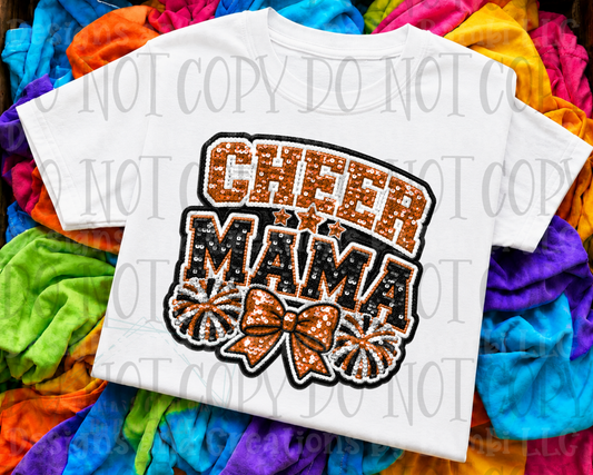 Faux Sequin Cheer Mama in Orange