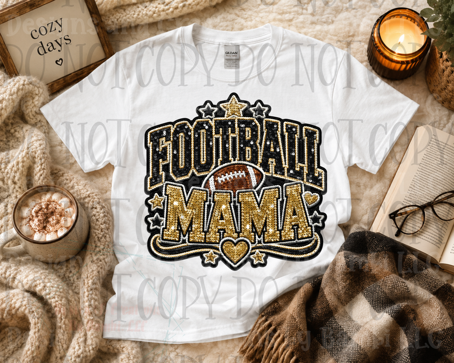 Faux Sequin Football Mama
