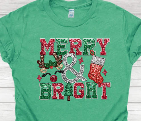 Faux Sequin Merry & Bright