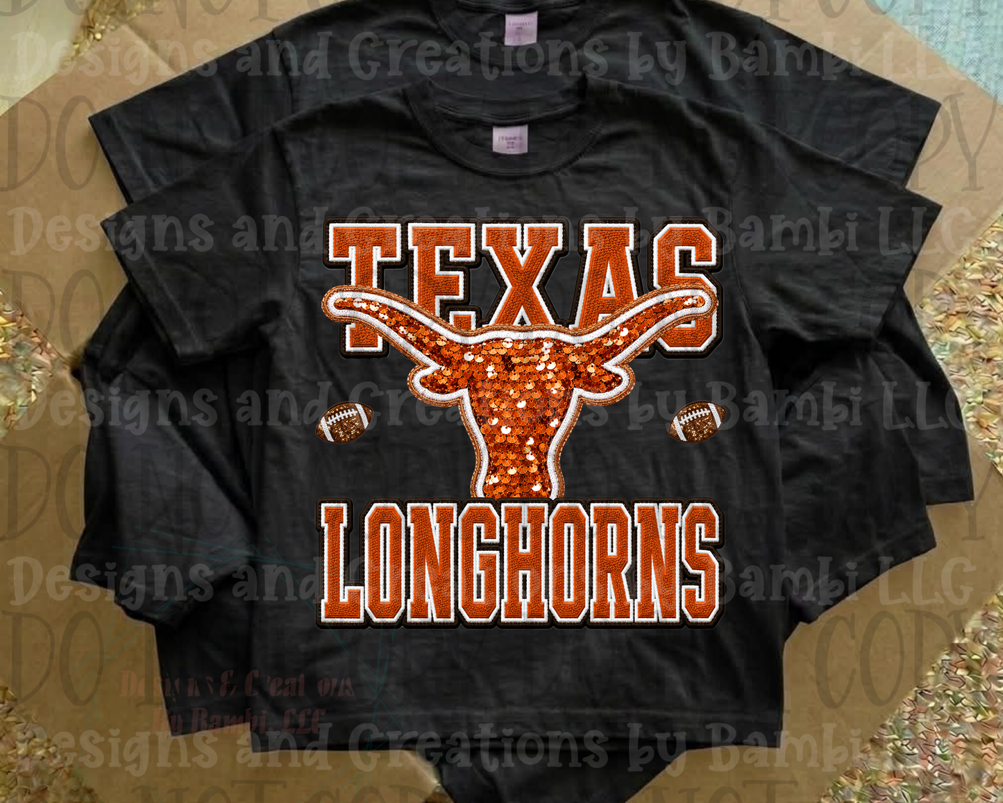 Faux Sequins Texas Longhorns