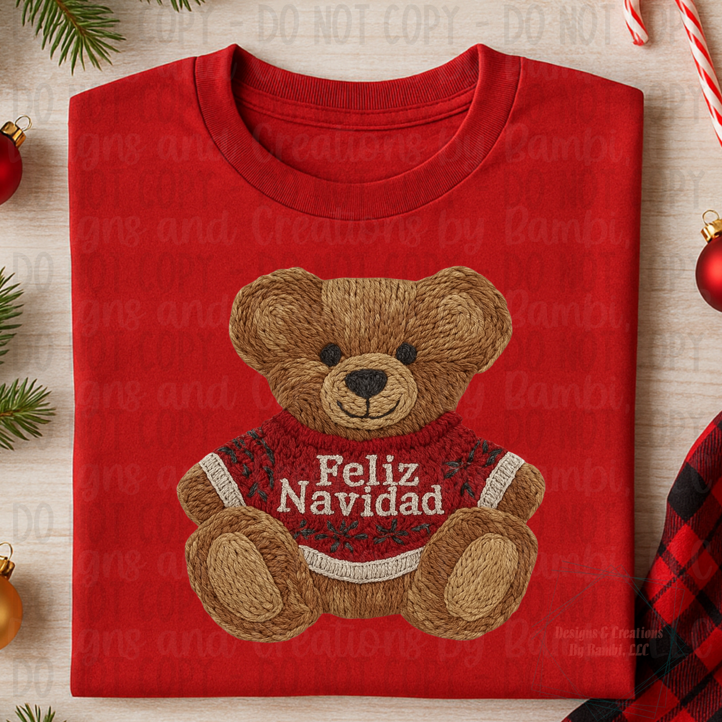 Faux Yarn Feliz Navidad Bear
