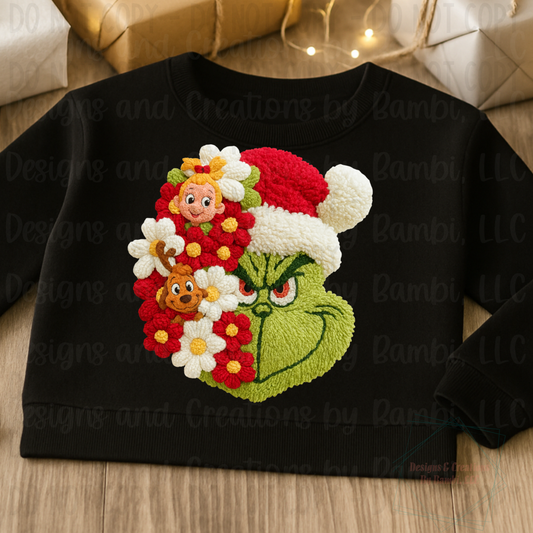 Faux Yarn Green Guy with Cindy Lou/Max