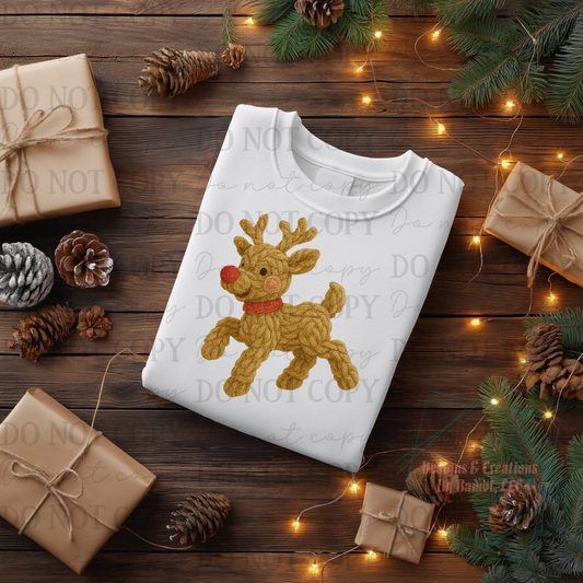 Faux Yarn Jumping Reindeer