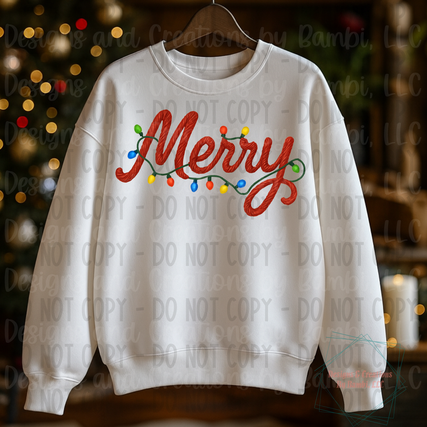 Faux Yarn Merry with Lights