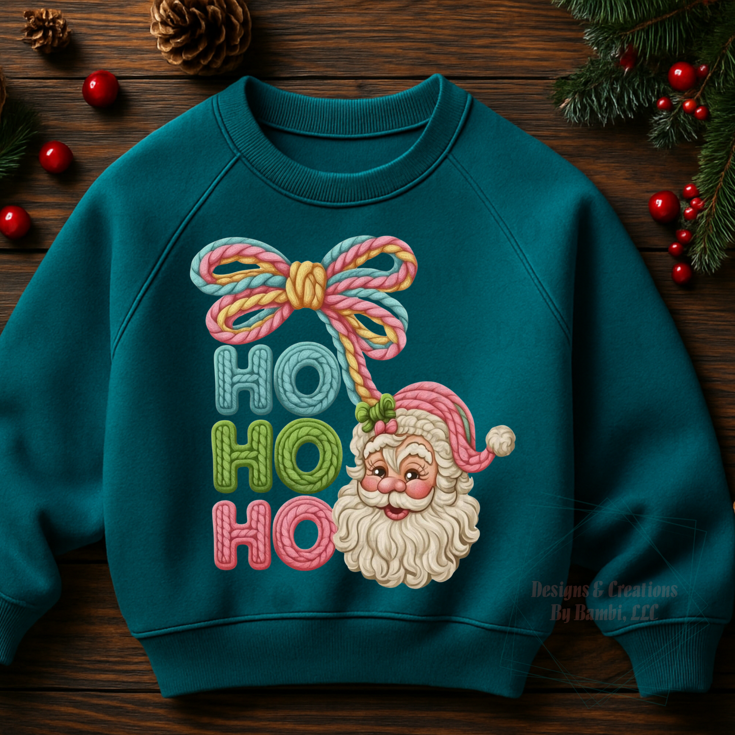 Faux Yarn Pastel Ho Ho Ho