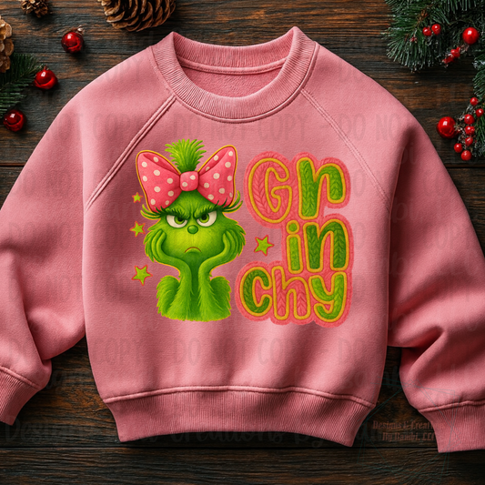 Faux Yarn Pink/Green Grinchy