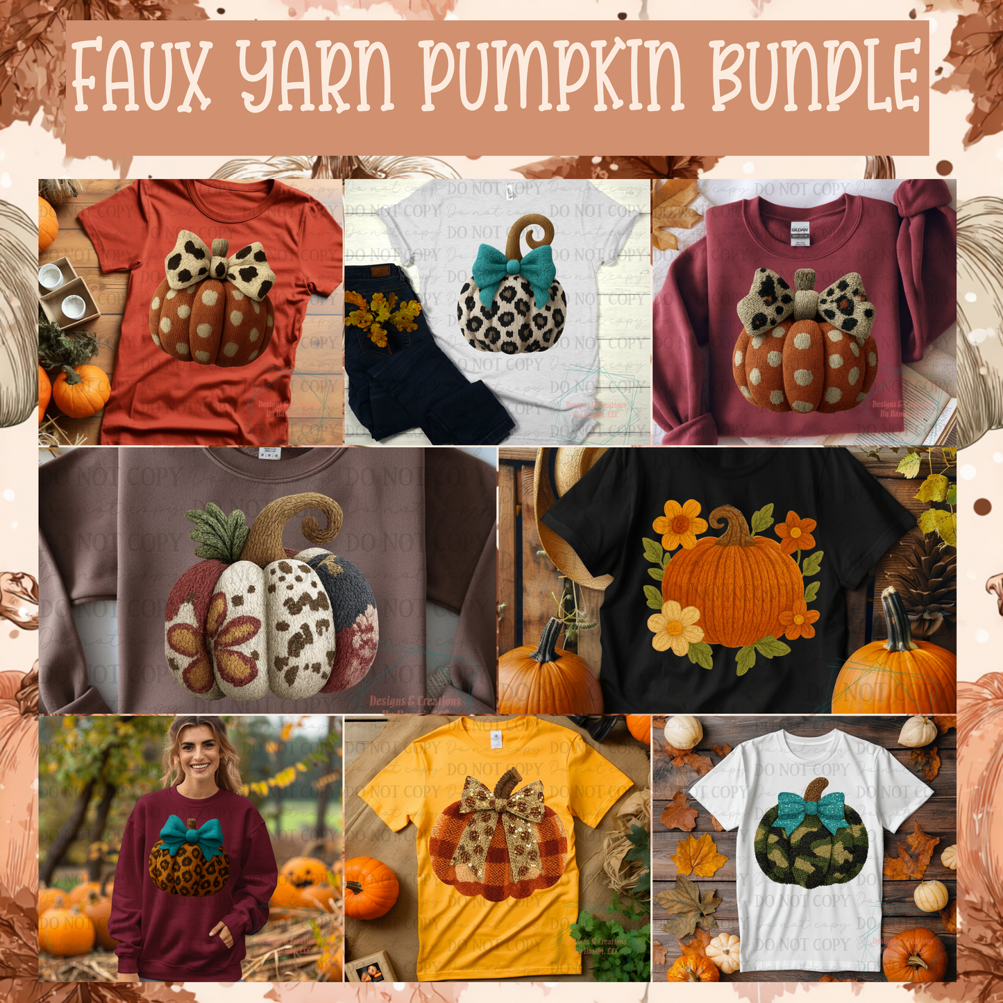 Faux Yarn Fall Pumpkin Bundle Collection