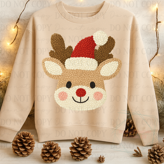 Faux Yarn Reindeer Face