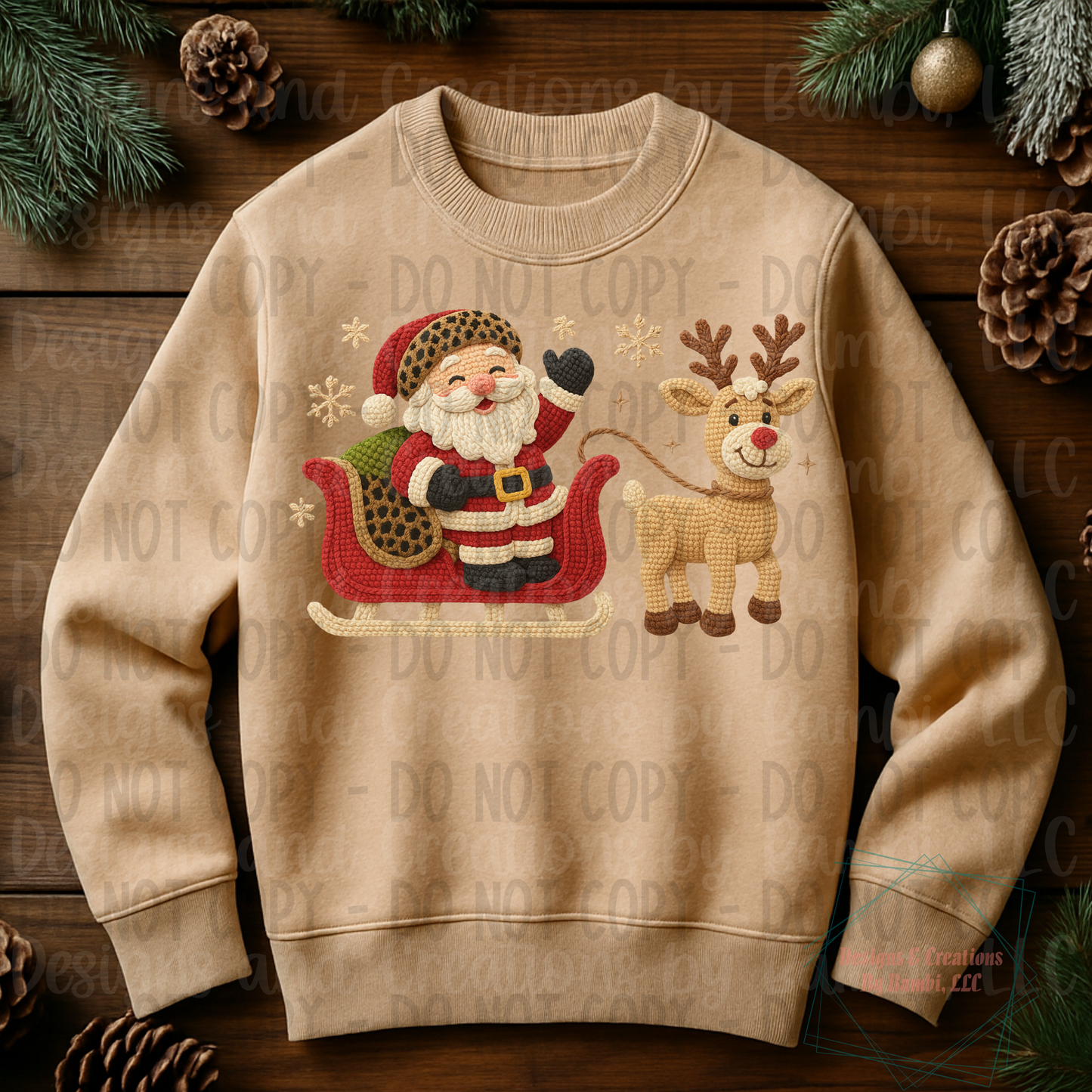 Faux Yarn Santa and Reindeer