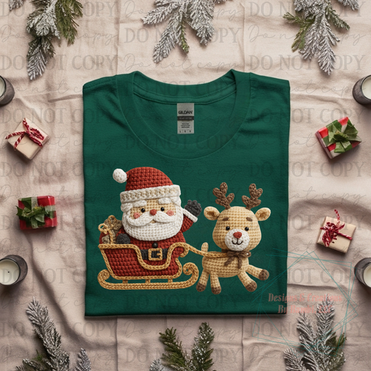 Faux Yarn Santa with Sleigh