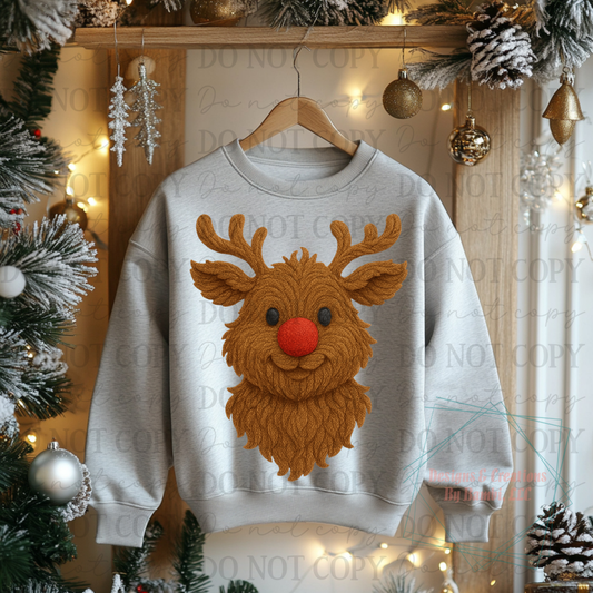 Faux Yarn Shaggy Reindeer