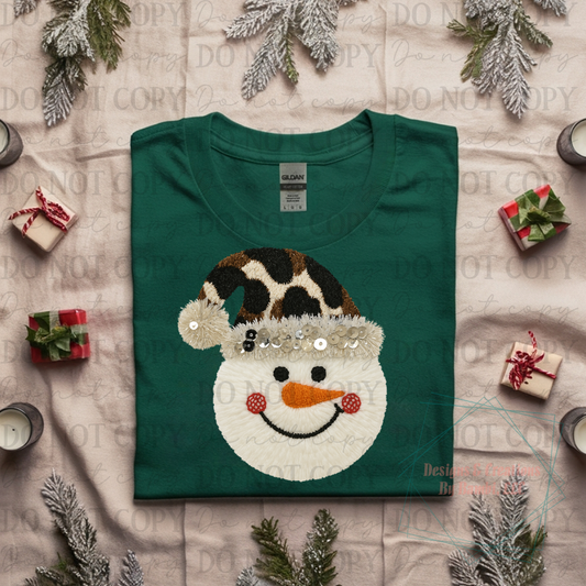 Faux Yarn Snowman Face Cowprint Hat
