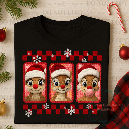 Faux Yarn Trio Reindeer Frames