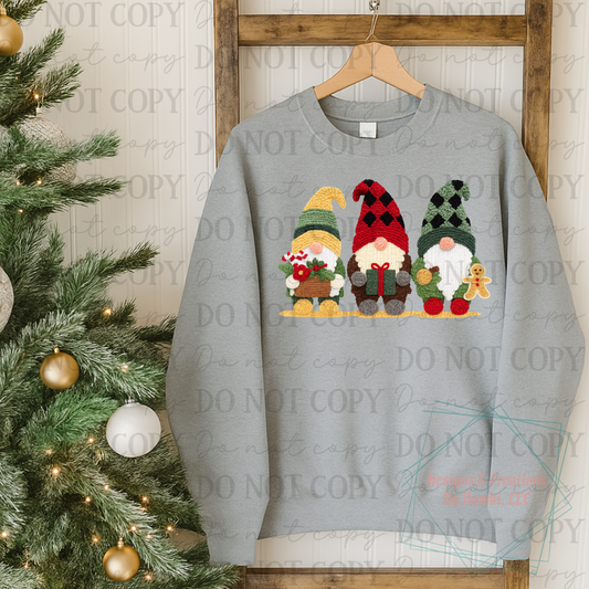 Faux Yarn Trio of Christmas Gnomes