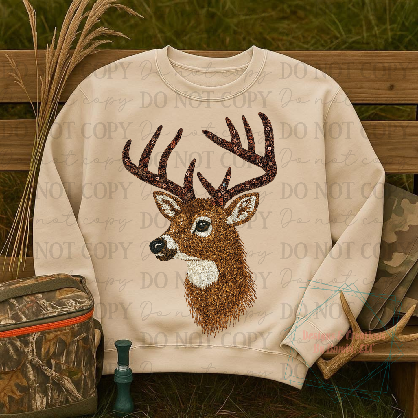 Faux Yarn and Sequin Deer Head