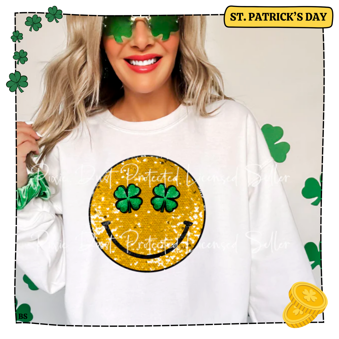 Faux Bling Gold Irish Smile