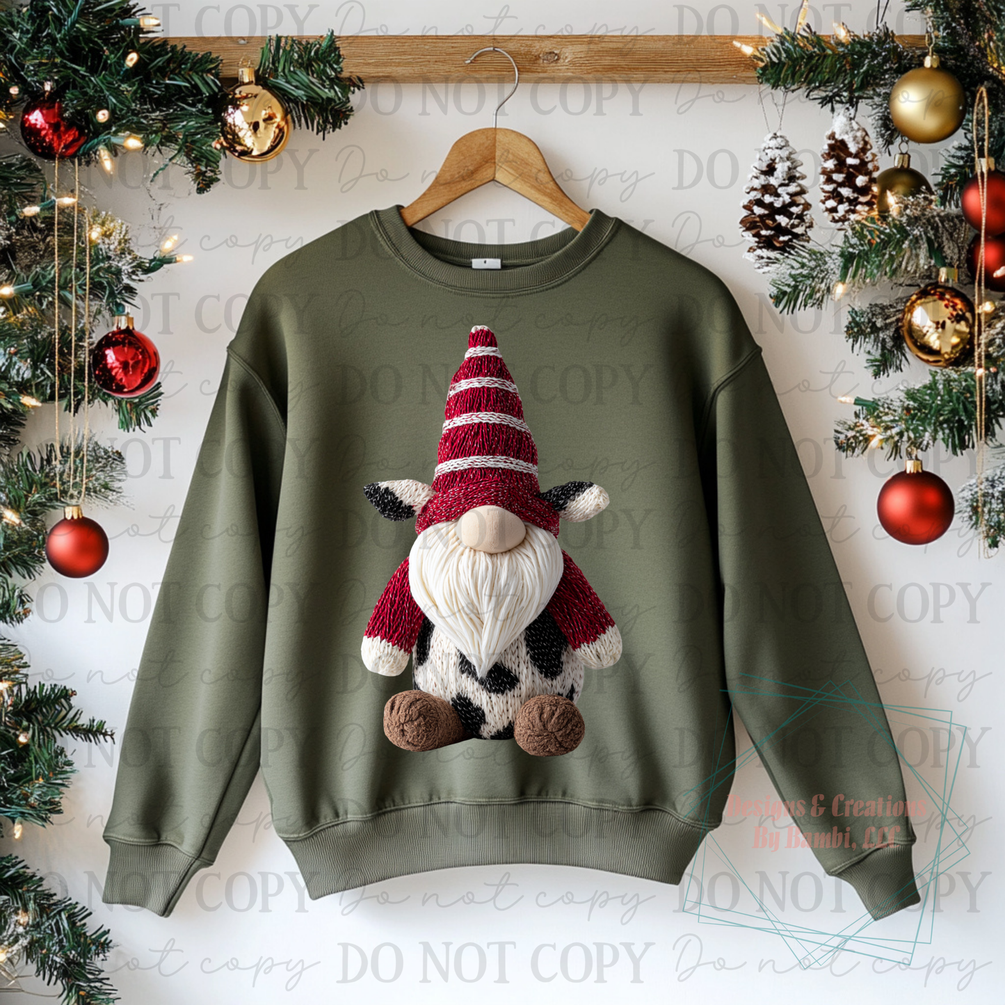 Festive Christmas Cow Faux Yarn Gnome