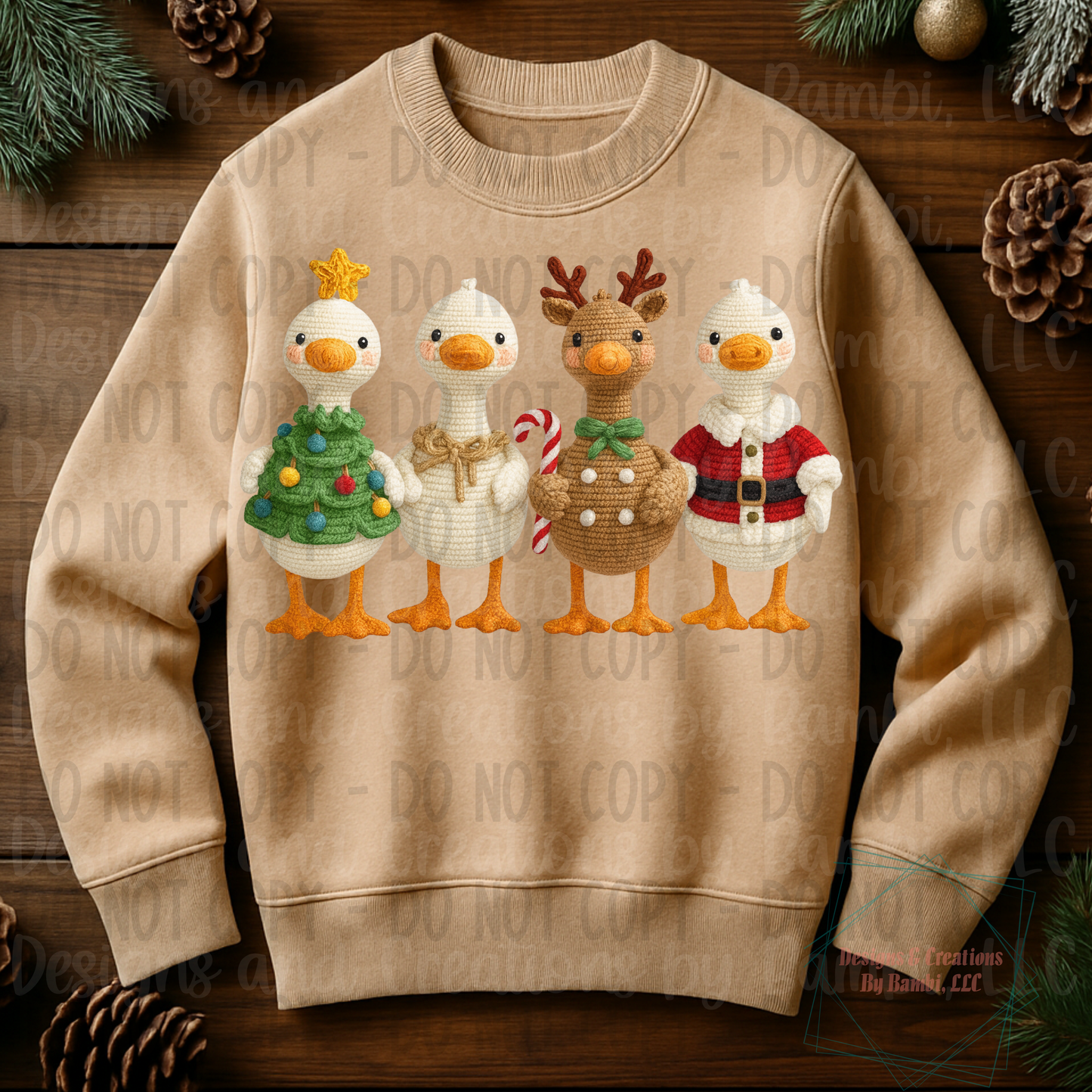 Festive Ducks Christmas Faux Yarn