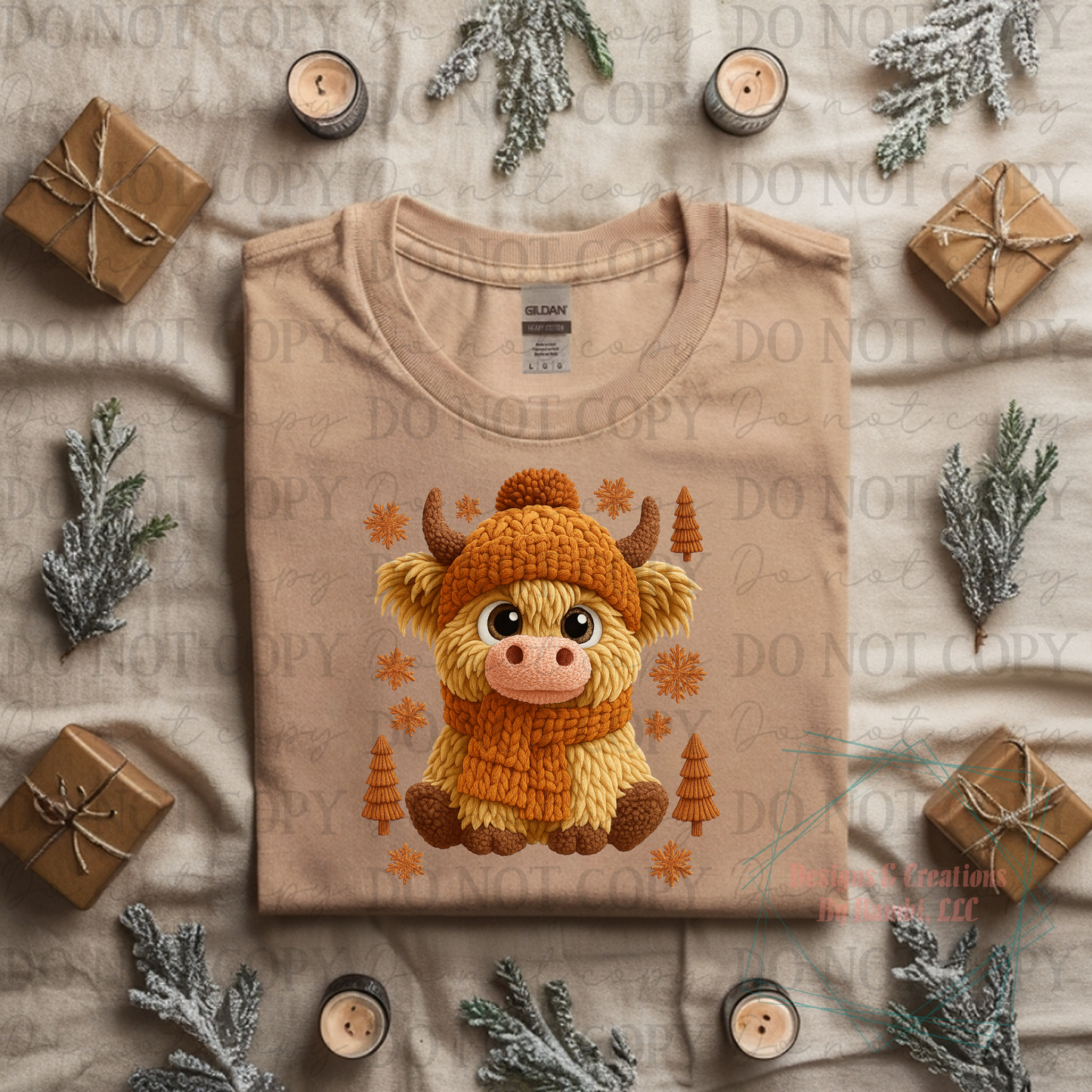 Festive Fall Highland Cow Faux Yarn