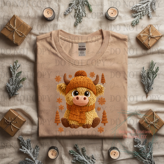 Festive Fall Highland Cow Faux Yarn