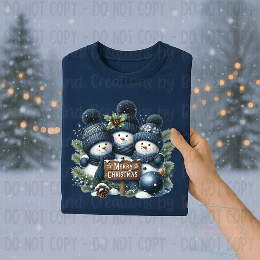 Festive Snowmen Trio Merry Christmas