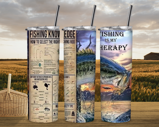 Fishing is my Therapy 20 oz Sublimation Tumbler