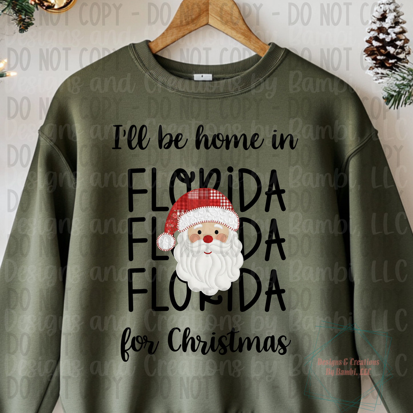 I'll Be Home in States Santa Face with Black Font Digital Bundle