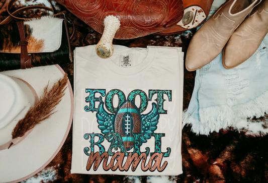 Turquoise Western Football Mama