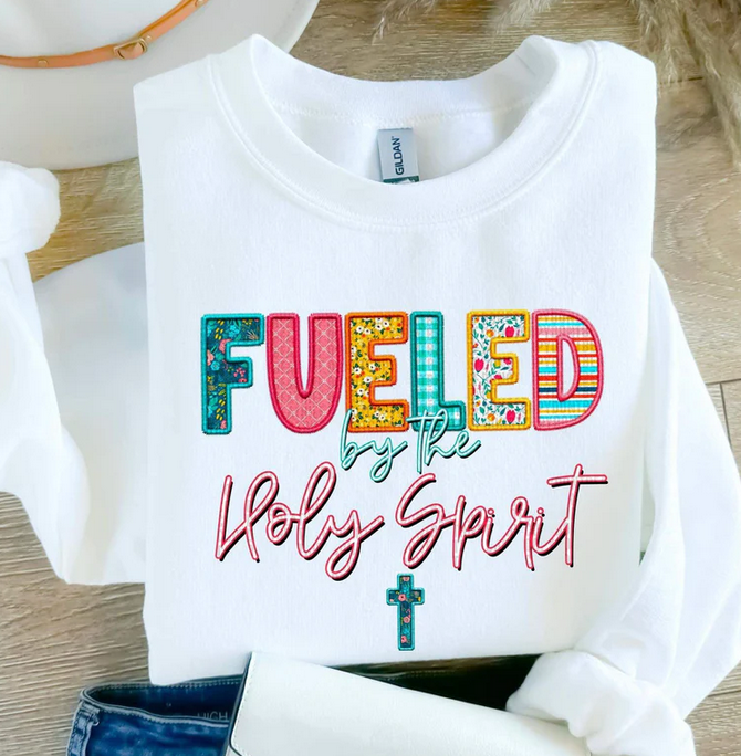 Fueled by the Holy Spirit Faux Embroidery