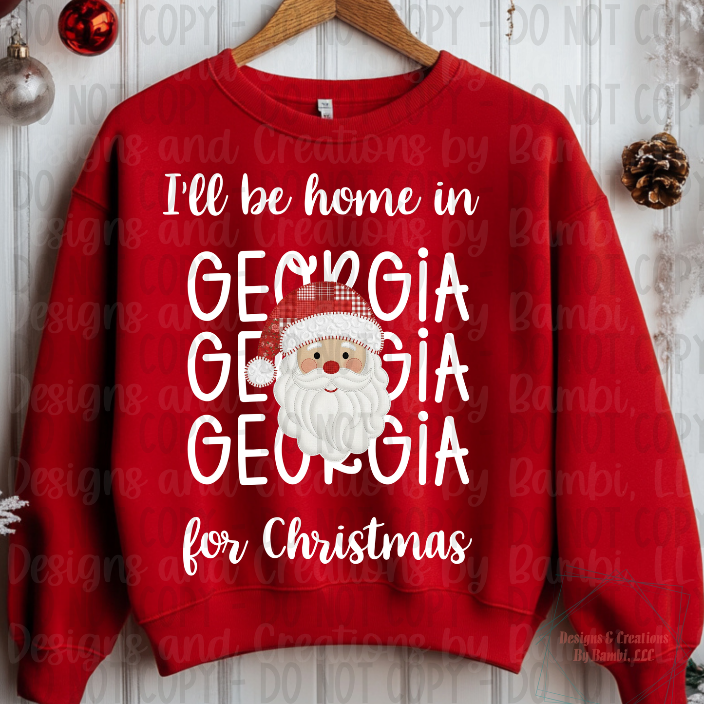 I'll Be Home in States Santa Face with White Font Collection