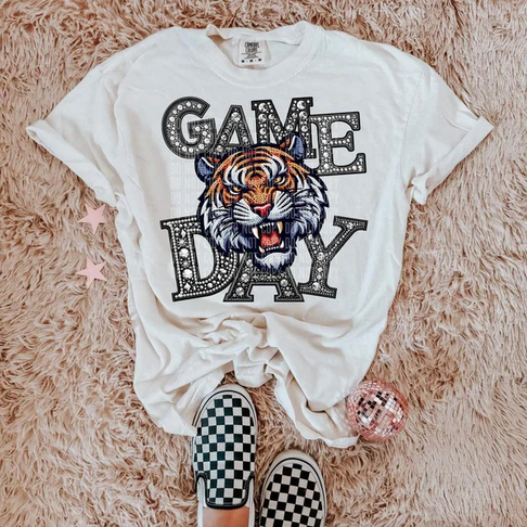 Game Day Tigers Silver Rhinestones Mascot