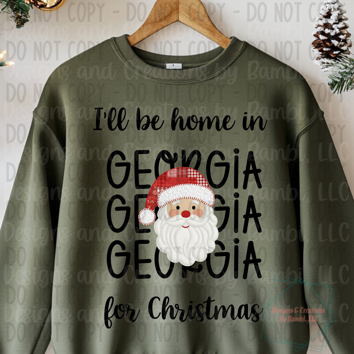 I'll Be Home in States Santa Face with Black Font Digital Bundle