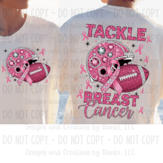 Glitter Tackle Breast Cancer  (Pocket/Back)