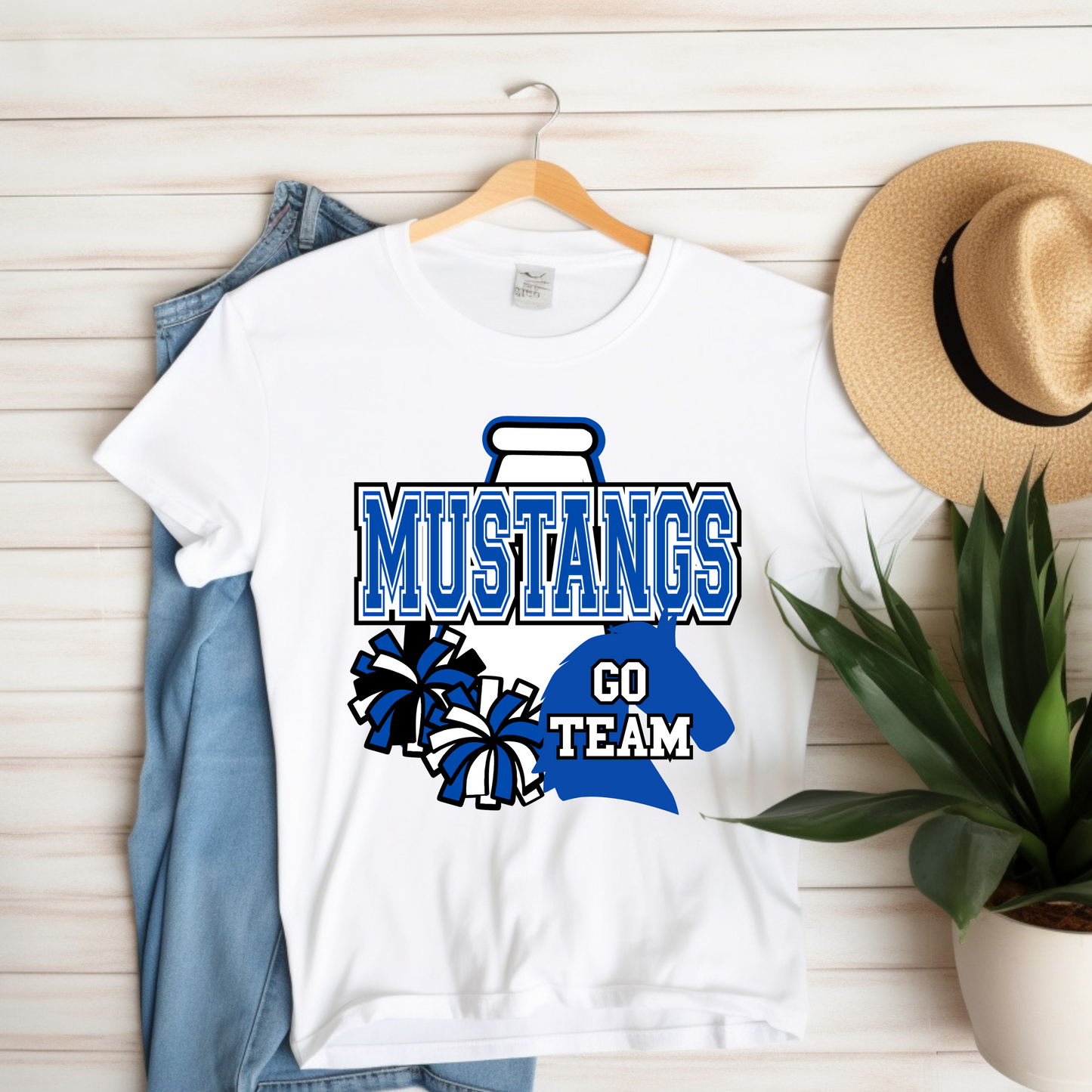 Go Slocum Mustangs with Mascot