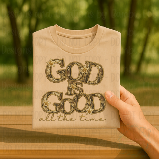 God is Good Faux Embroidery Camo