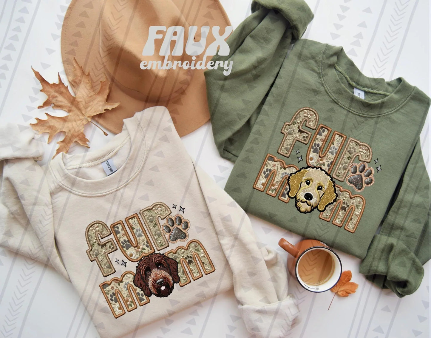 Fur Mom Faux Embroidery and Fabric Dog Breed Collection