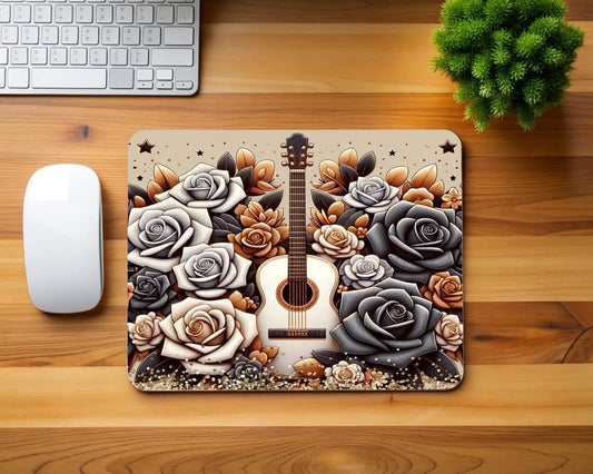 Guitar and Roses Mouse Pad